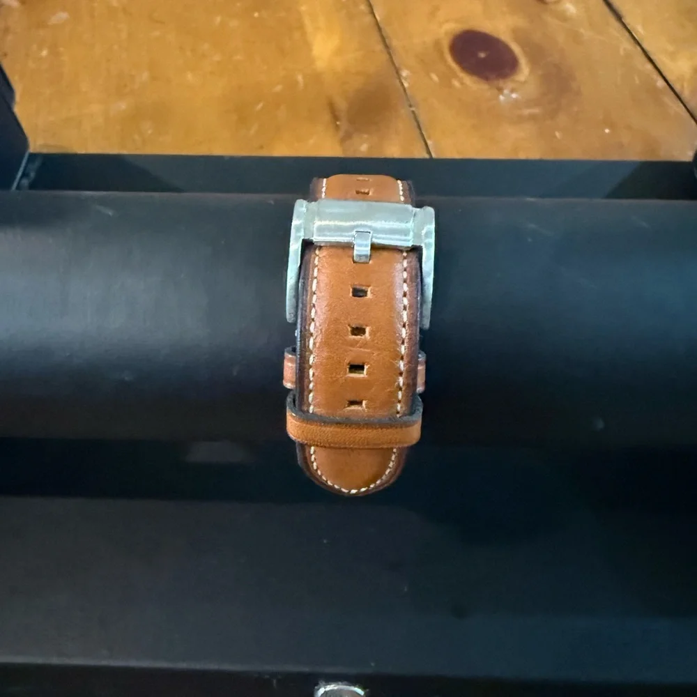 Fossil Silver Dial with Brown Leather Strap Watch - Picture 2 of 2